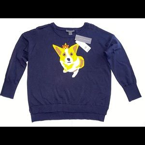 Dark blue Corgi women sweater